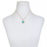 Colleen Lopez Goldtone Turquoise and White Topaz Pendant with 18" Chain